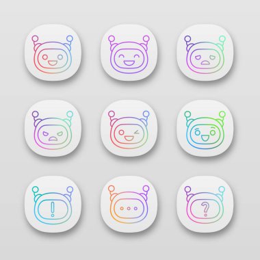 Robot emojis app Icons set.