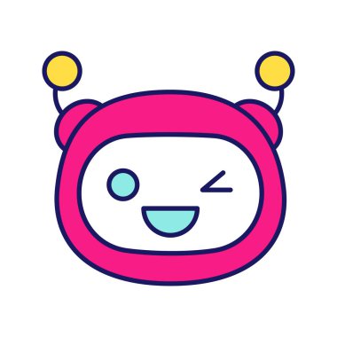 Winking robot emoji color icon.  clipart