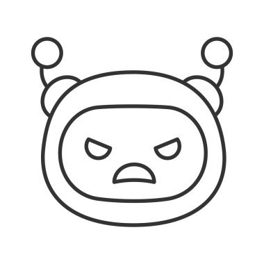Angry robot emoji linear icon.  clipart