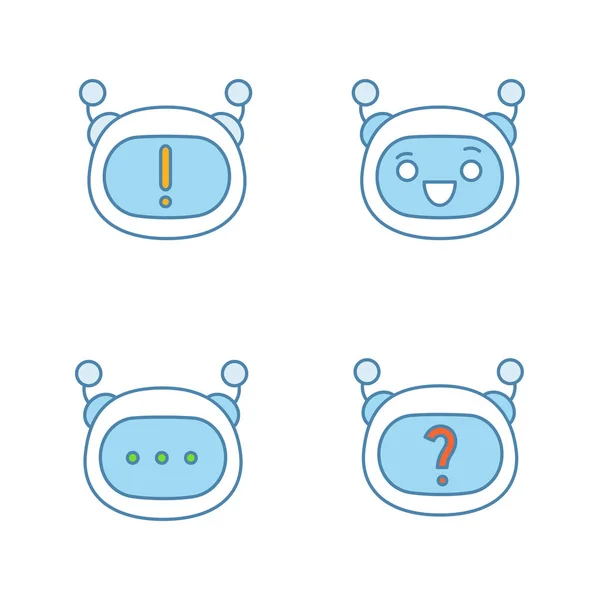 Robot Emojis Icônes Couleur Sur Fond Blanc — Image vectorielle