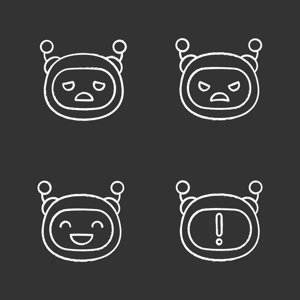 Roboter Emojis Kreide Symbole Gesetzt — Stockvektor