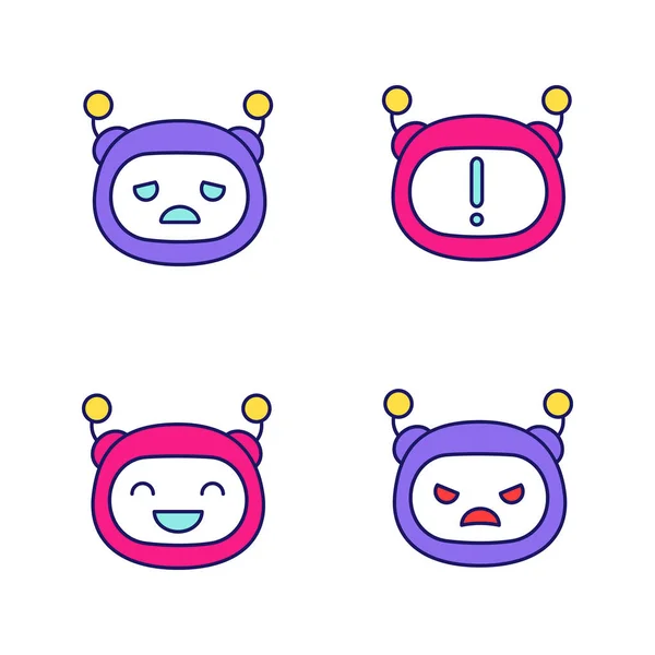 Conjunto Ícones Cores Robot Emojis — Vetor de Stock