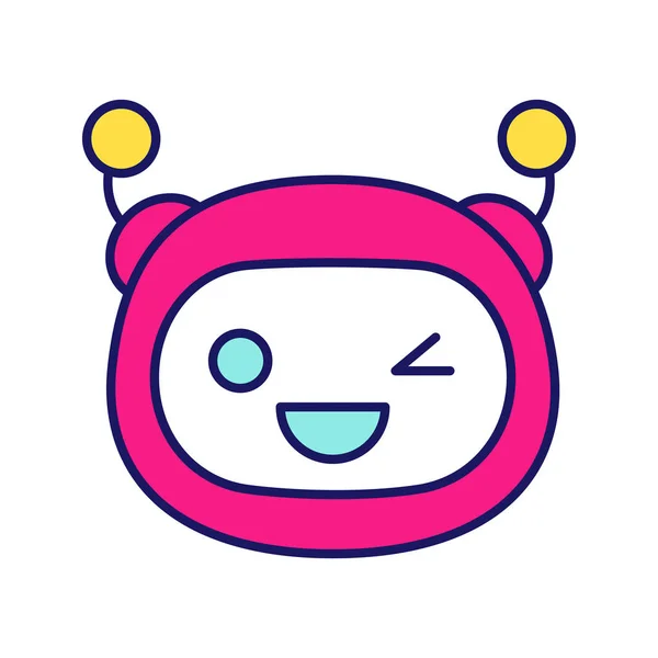 Icono Color Emoji Robot Guiño — Vector de stock