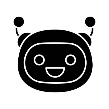 Laughing robot emoji glyph icon.  clipart