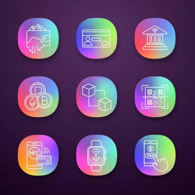 Elektronik ödeme app Icons set. 