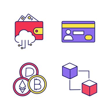 Elektronik ödeme renk Icons set.