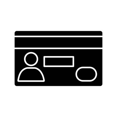 Kredi kartı glif simgesi beyaz arka plan üzerinde