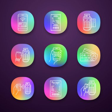 NFC ödeme app Icons set.