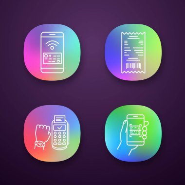 NFC ödeme app Icons set.