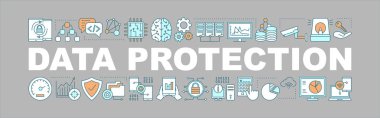 Veri koruma kelime kavramları afiş. 