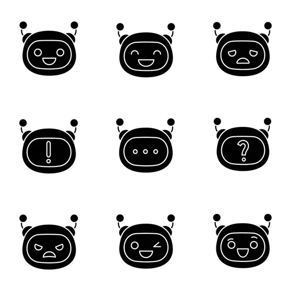 Robot Emojis Glyph Ikoner Set Entity — Stock vektor