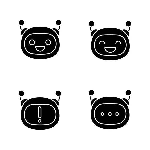 Set Icone Glyph Emoji Robot — Vettoriale Stock
