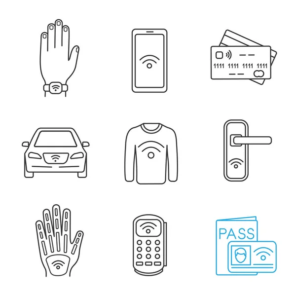 Nfc Technology Linear Icons Set — Stock Vector