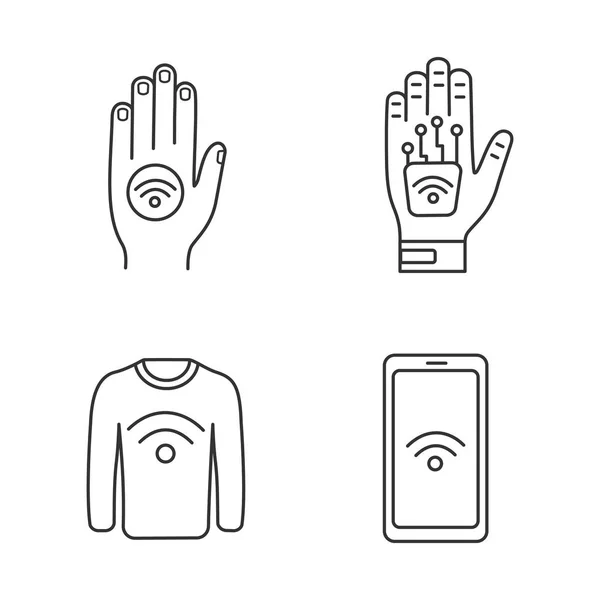 Nfc Technology Linear Icons Set — Stock Vector