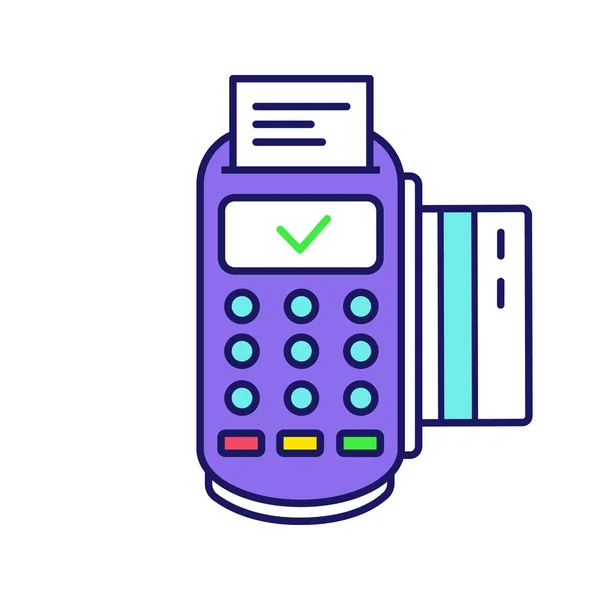 Erfolgreich Pos Terminal Transaktion Farbsymbol — Stockvektor