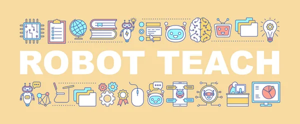 Robot Enseñar Conceptos Palabras Banner — Vector de stock