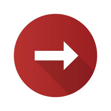 İleri ok düz tasarım uzun gölge glif simgesi. 