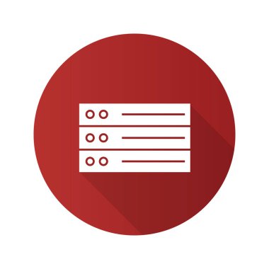 Liste düz tasarım uzun gölge glif simgesi. 