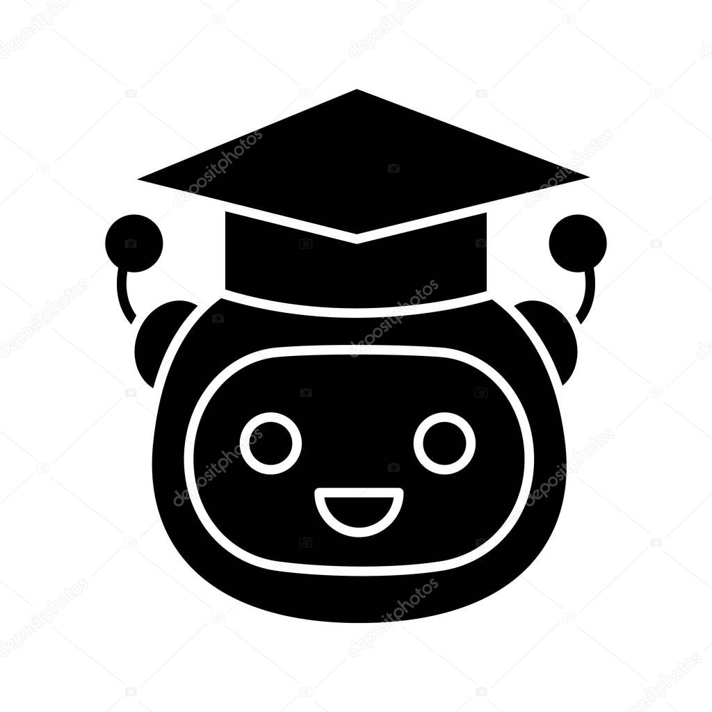 Machine learning glyph icon, teacher bot.