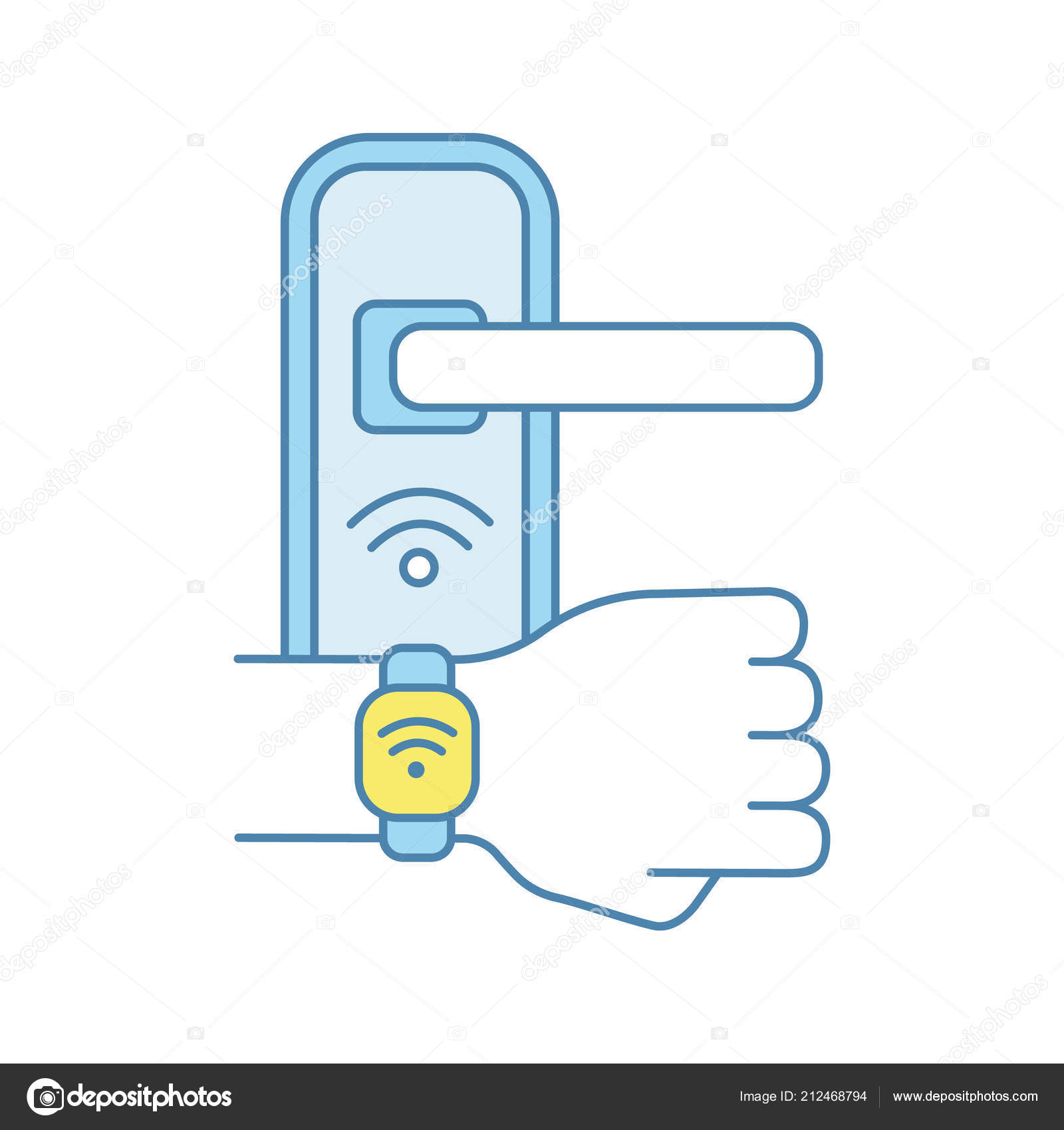 Door Lock Opened Nfc Bracelet Color Icon Stockvektor C Bsd