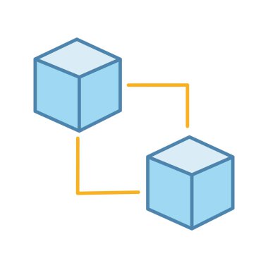 Blockchain teknoloji renk simgesi beyaz arka plan üzerinde