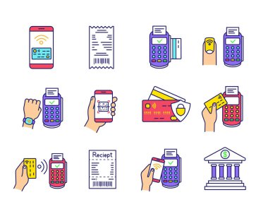 NFC ödeme renkli simgeler kümesi, elektronik para