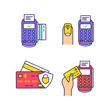 NFC ödeme renk Icons set.