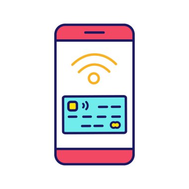 NFC smartphone sinyal renk simgesi.
