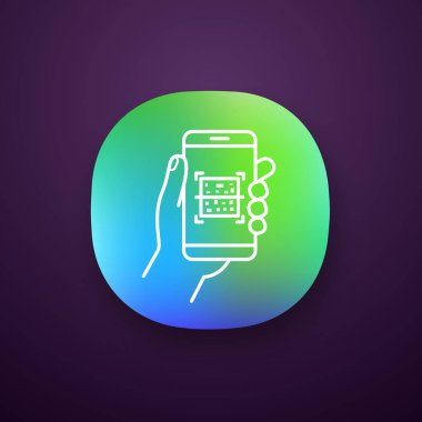 QR kod smartphone tarayıcı app simgesi. 