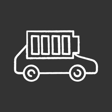 Tam şarjlı elektrikli araba pil tebeşir simgesi. 