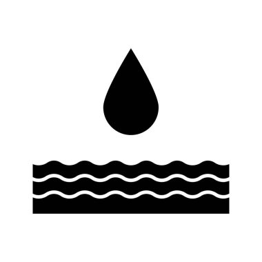 Su enerji glif simgesi beyaz arka plan üzerinde