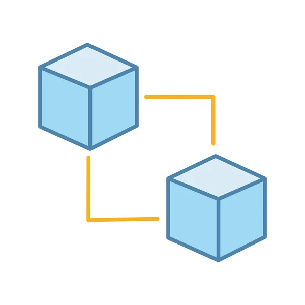 Blockchain 技术颜色图标在白色背景上 — 图库矢量图片