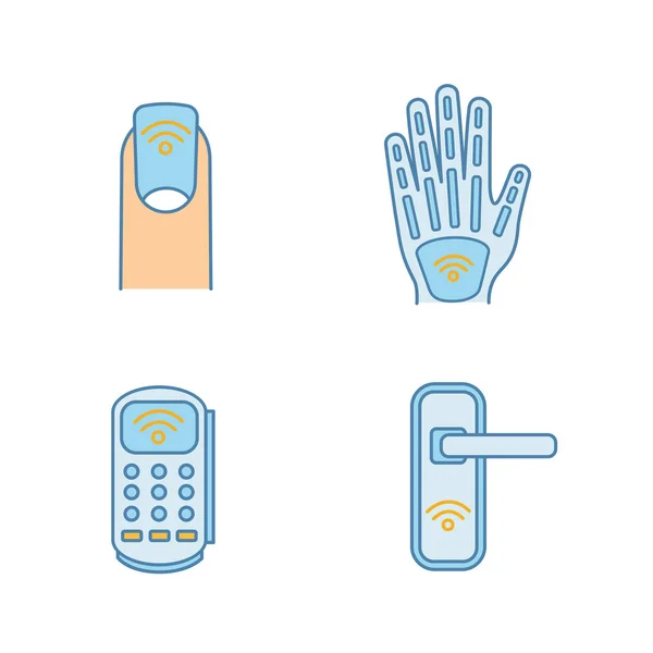 Nfc Technology Color Icons Set — Stock Vector