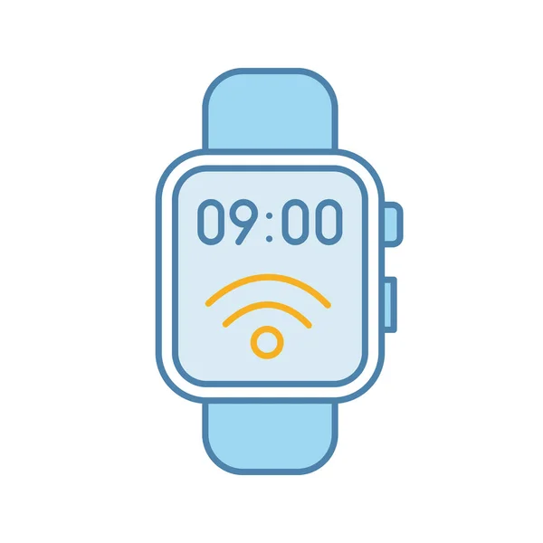 在白色背景上的 Nfc Smartwatch 颜色图标 — 图库矢量图片