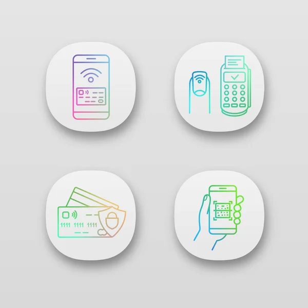 Nfc Ödeme App Icons Set — Stok Vektör