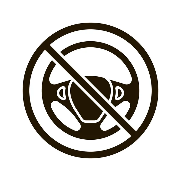 Автономний Автомобільний Гліф Значок Заборонений Знак Кермом Автомобіля — стоковий вектор
