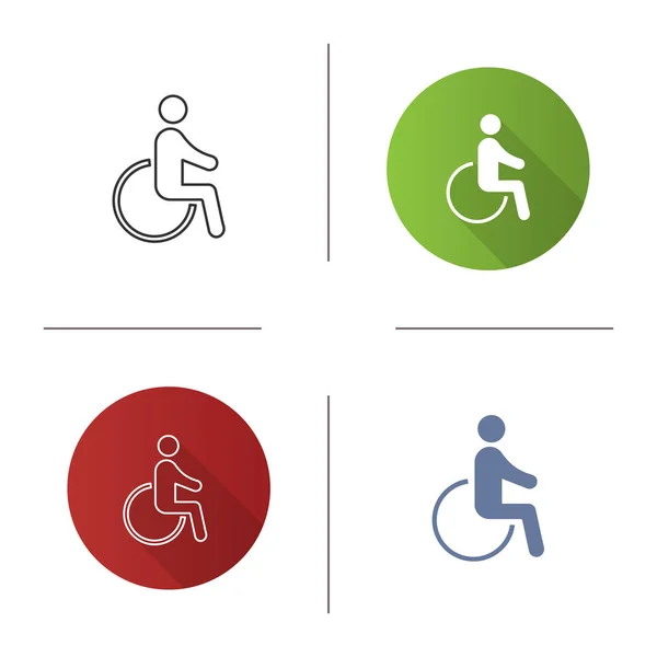 Dostępne Ikony Człowiek Wózku Inwalidzkim — Wektor stockowy