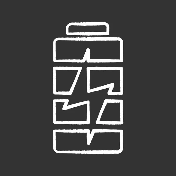 Ikona Kredą Czarnym Tle Ładowania Baterii — Wektor stockowy
