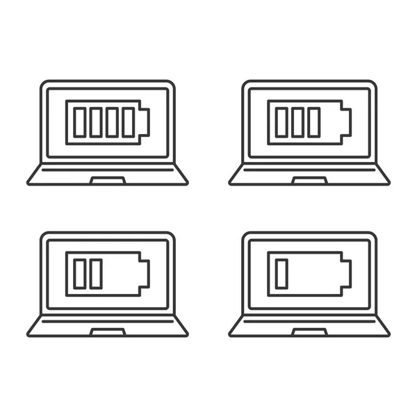 Conjunto Ícones Lineares Carregamento Bateria Portátil — Vetor de Stock