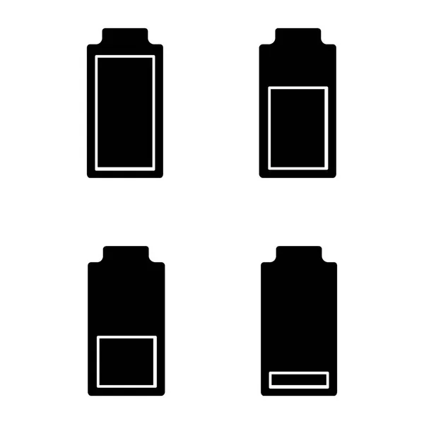 Batteria Ricarica Icone Glifo Impostato — Vettoriale Stock