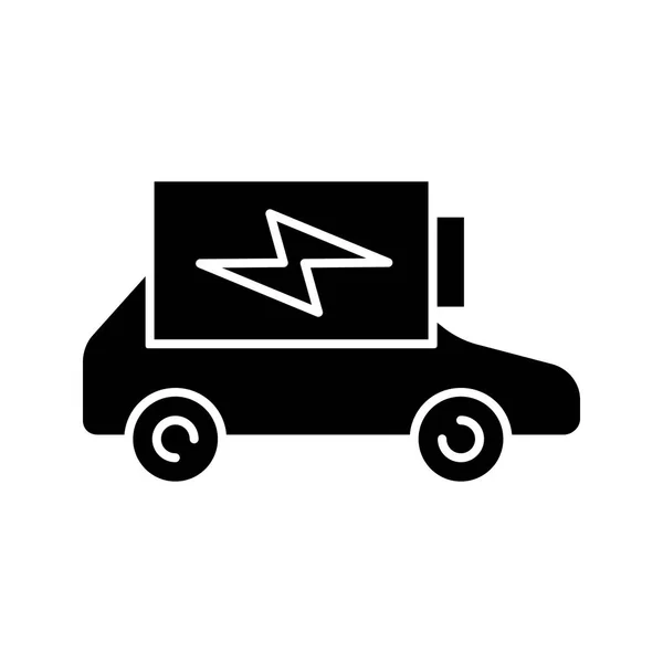 Electric Car Battery Charging Glyph Icon — Stock Vector