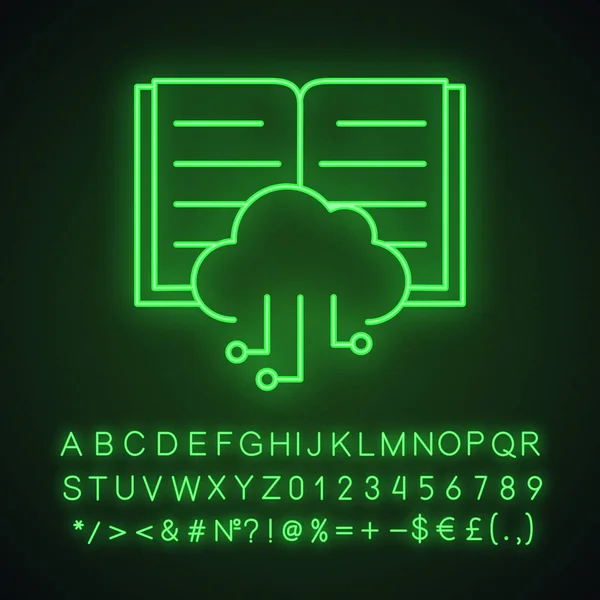 Het Pictogram Van Neon Licht Van Big Data Cloud Computing — Stockvector