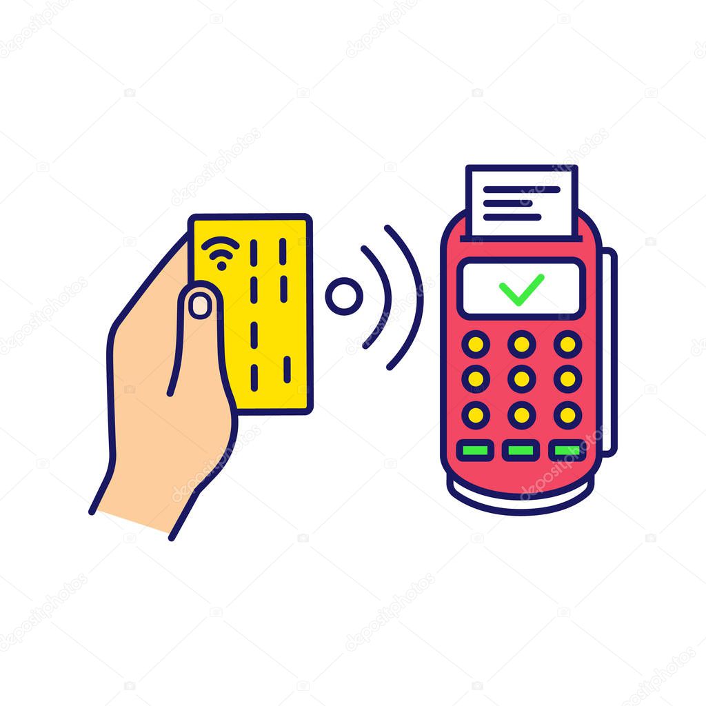 NFC payment color icon, contactless transaction.