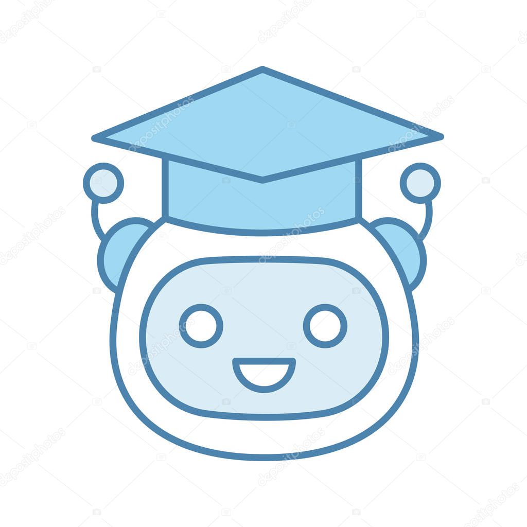 Machine learning color icon, teacher bot.