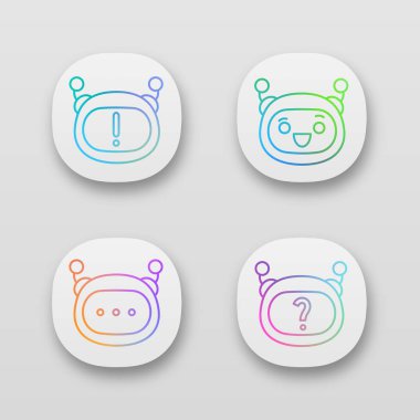 Robot emojis app Icons set. 