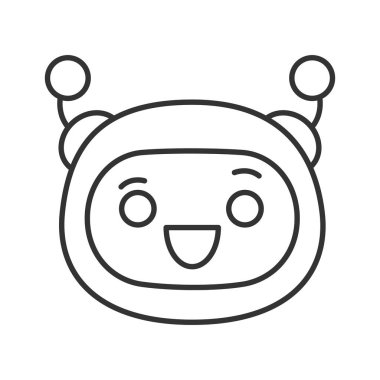 Excited robot emoji line icon. clipart