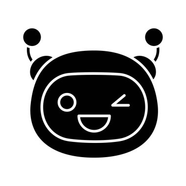 Robot emoji glif simge göz kırpıyor. 