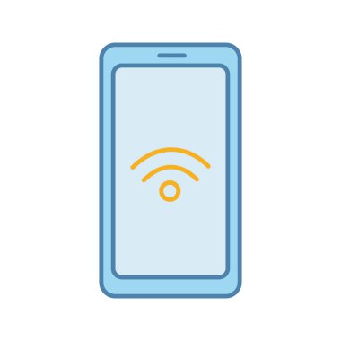 NFC smartphone sinyal renk simgesi.