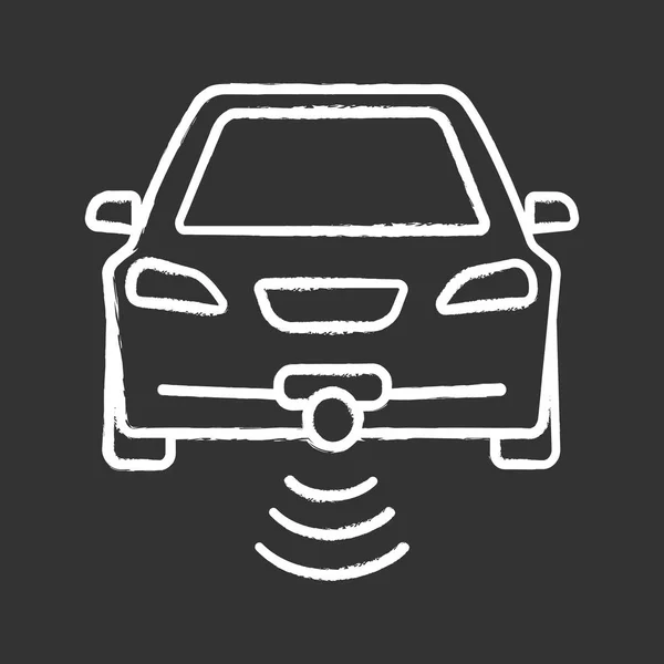 Έξυπνο Αυτοκίνητο Στην Μπροστινή Όψη Κιμωλία Εικονίδιο — Διανυσματικό Αρχείο