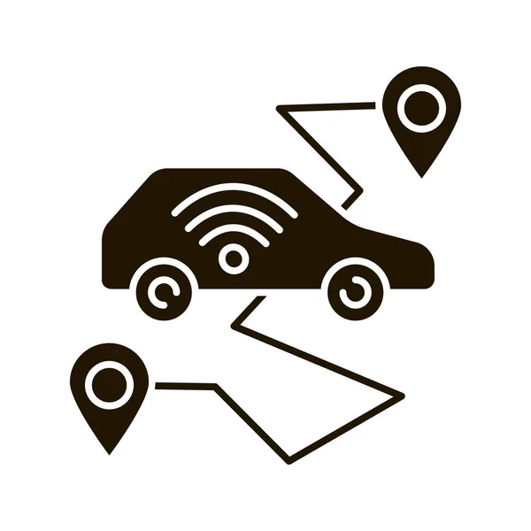 自驾车汽车字形图标 智能导航 — 图库矢量图片